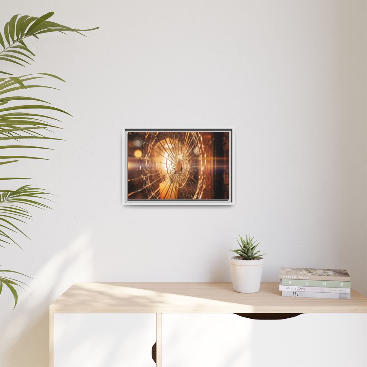 Matte Canvas, Framed - Golden Fractured Art — White / 1.25"...