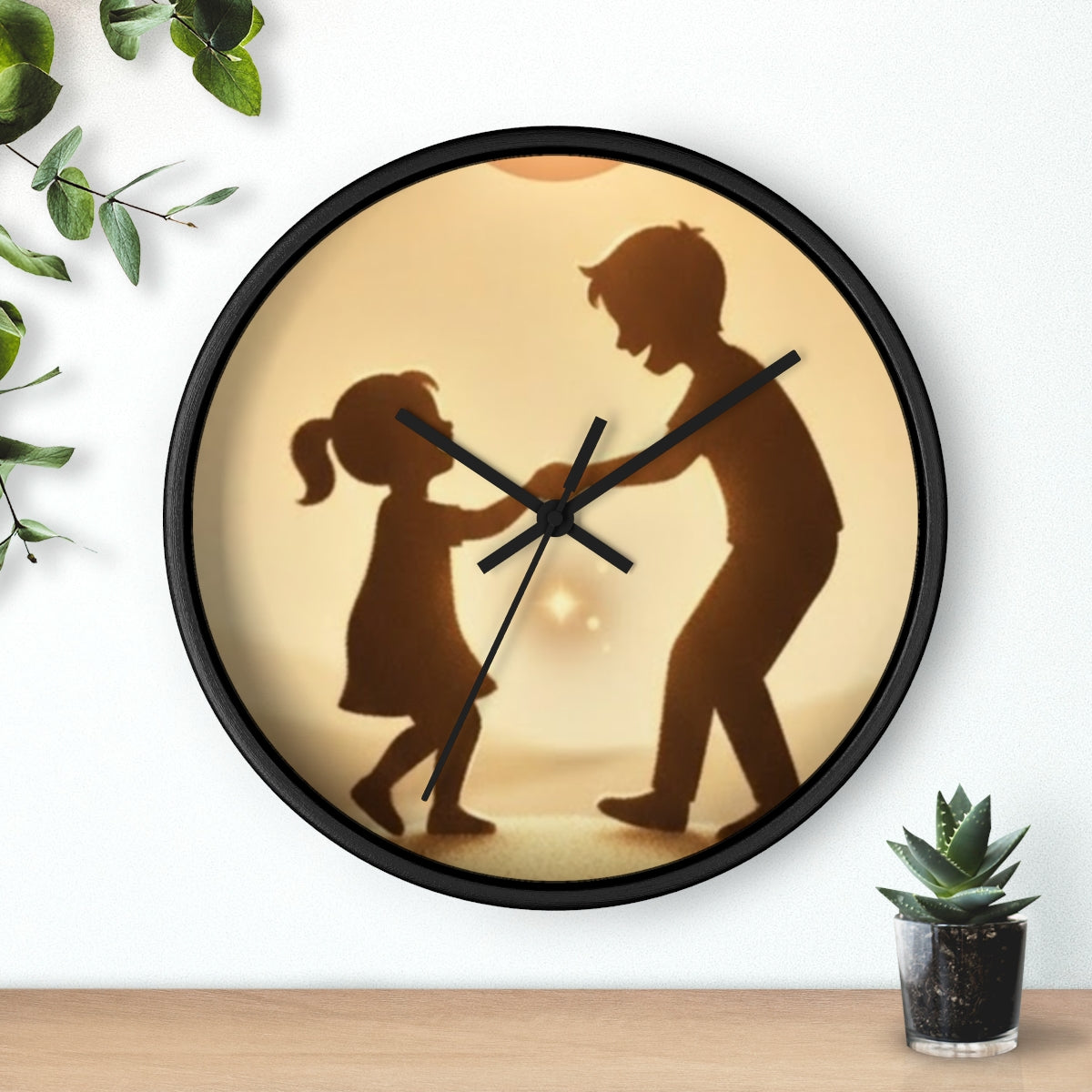 Wall Clock - Golden Hour Joy Sibling Art | Echovira Gallery