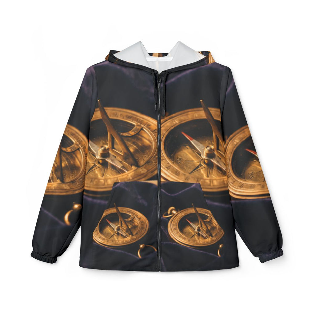 Men's Windbreaker Jacket with Antique Sundial Art