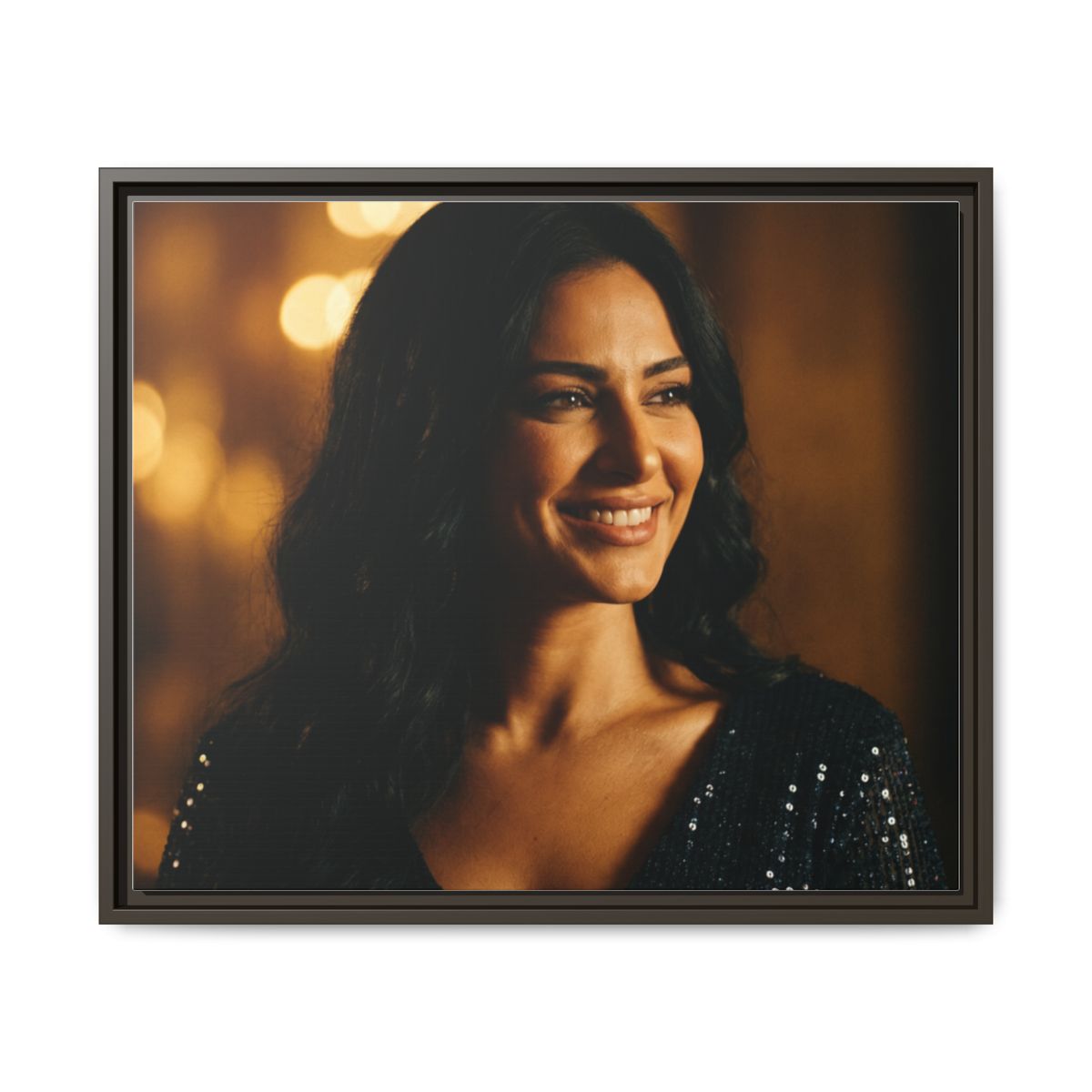 Framed Canvas Art - Golden Glamour — Espresso / 1.25"