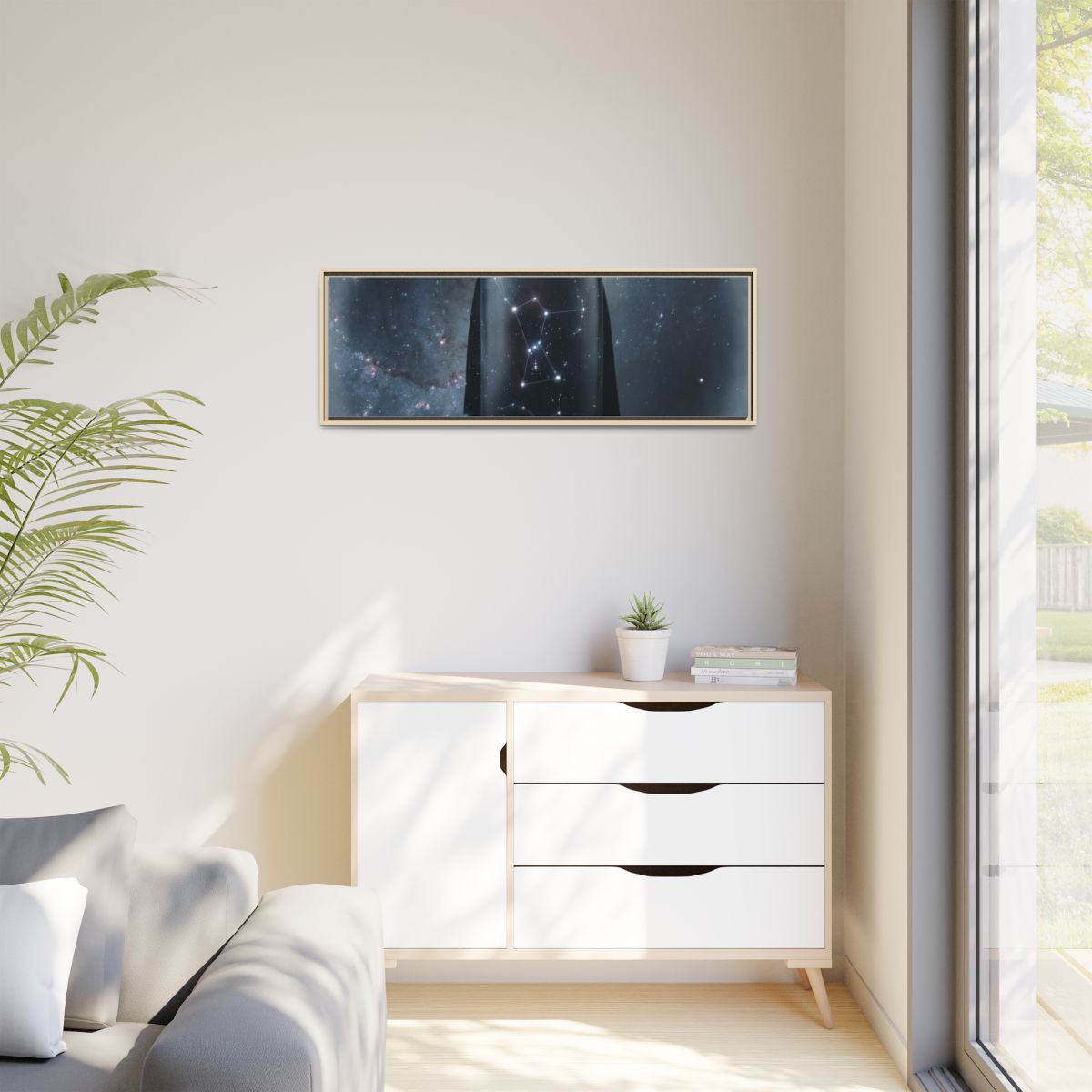 Matte Canvas, Framed - Cosmic Sentinel Orion Constellation...