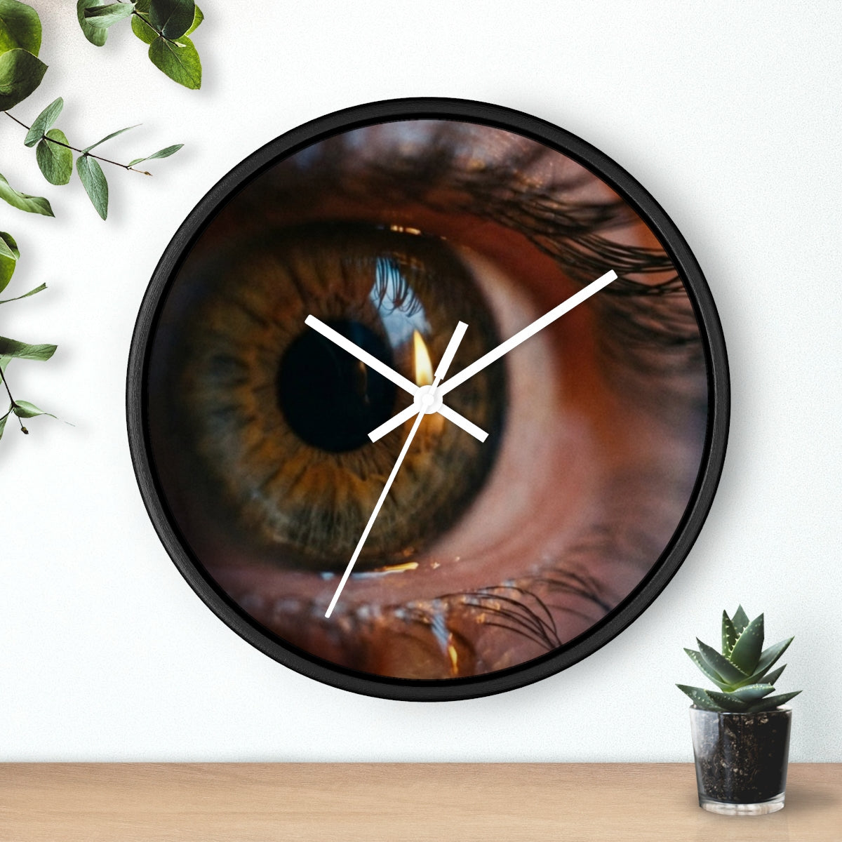 Wall Clock - Amber Iris Reflection Fine Art Print | Echovira...