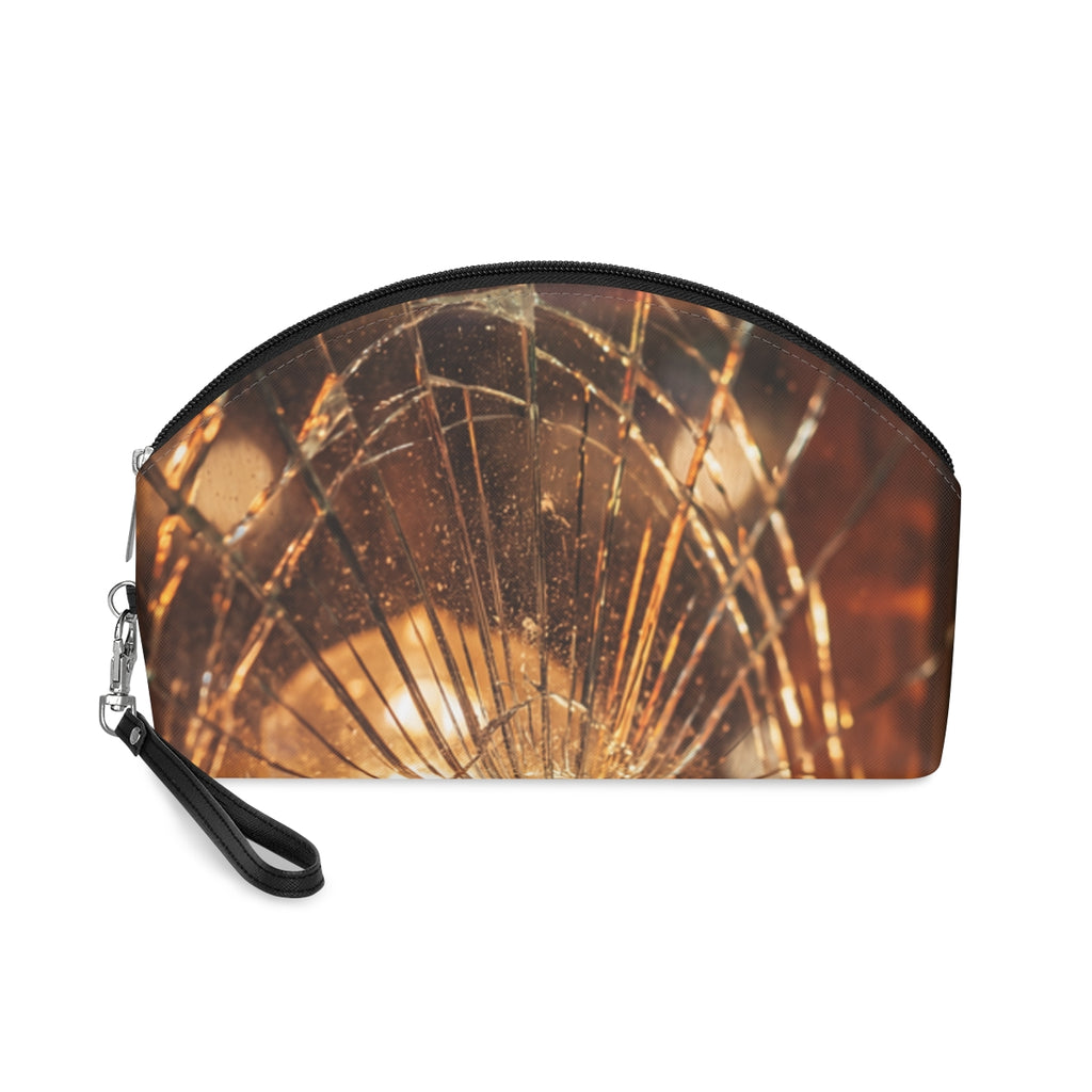 Makeup Bag - Golden Shattered Glass - Moody Amber Light Art...