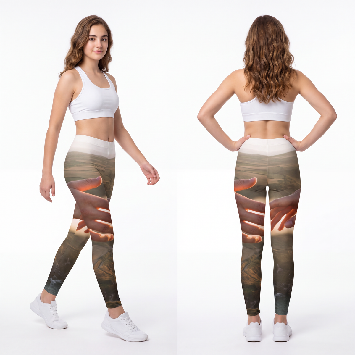 Youth Leggings - The Infinite Touch | Ethereal Coastal Art |...