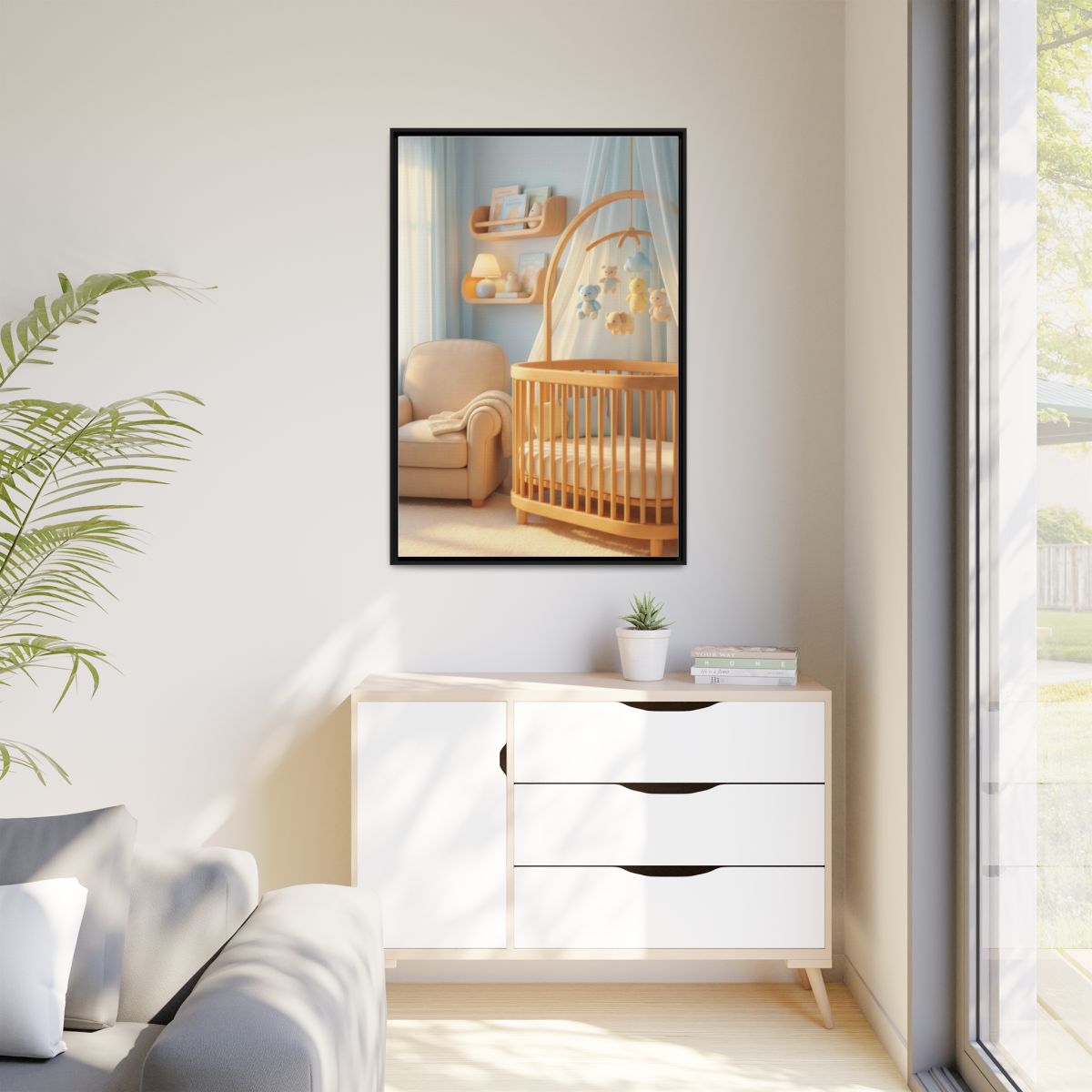 Matte Canvas, Framed - Dreamy Serene Nursery Art — Black /...
