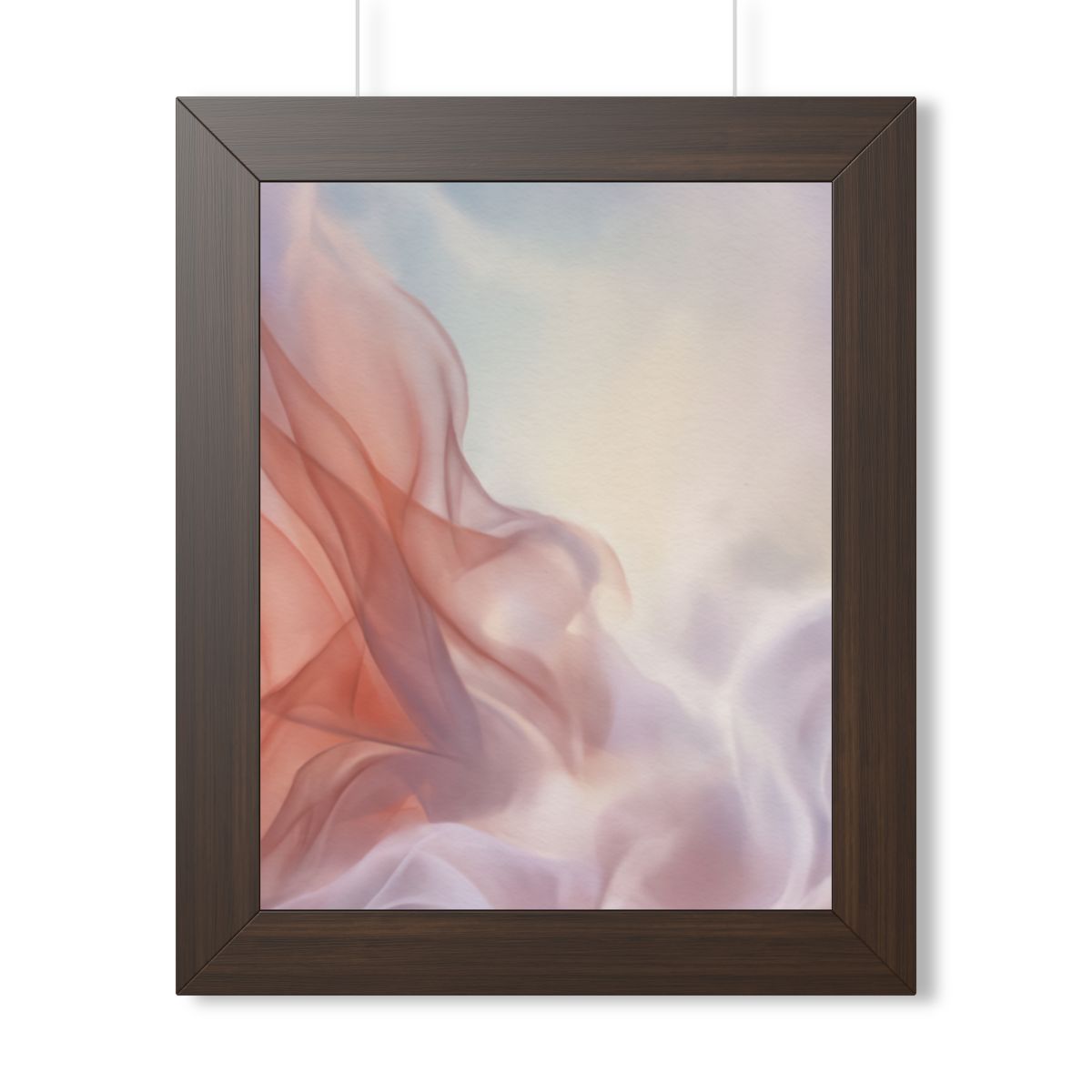 Framed Vertical Poster - Ethereal Silk Flow Pastel... |...