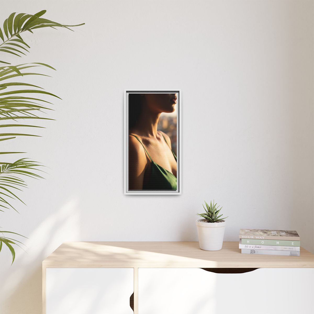Golden Hour Matte Canvas - Framed Sunset Wall Art — White /...
