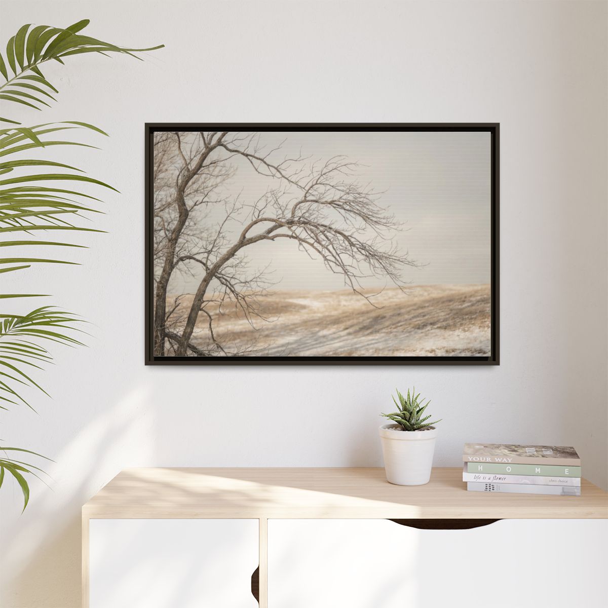 Matte Canvas, Framed - Winter Branch Solitude Landscape —......