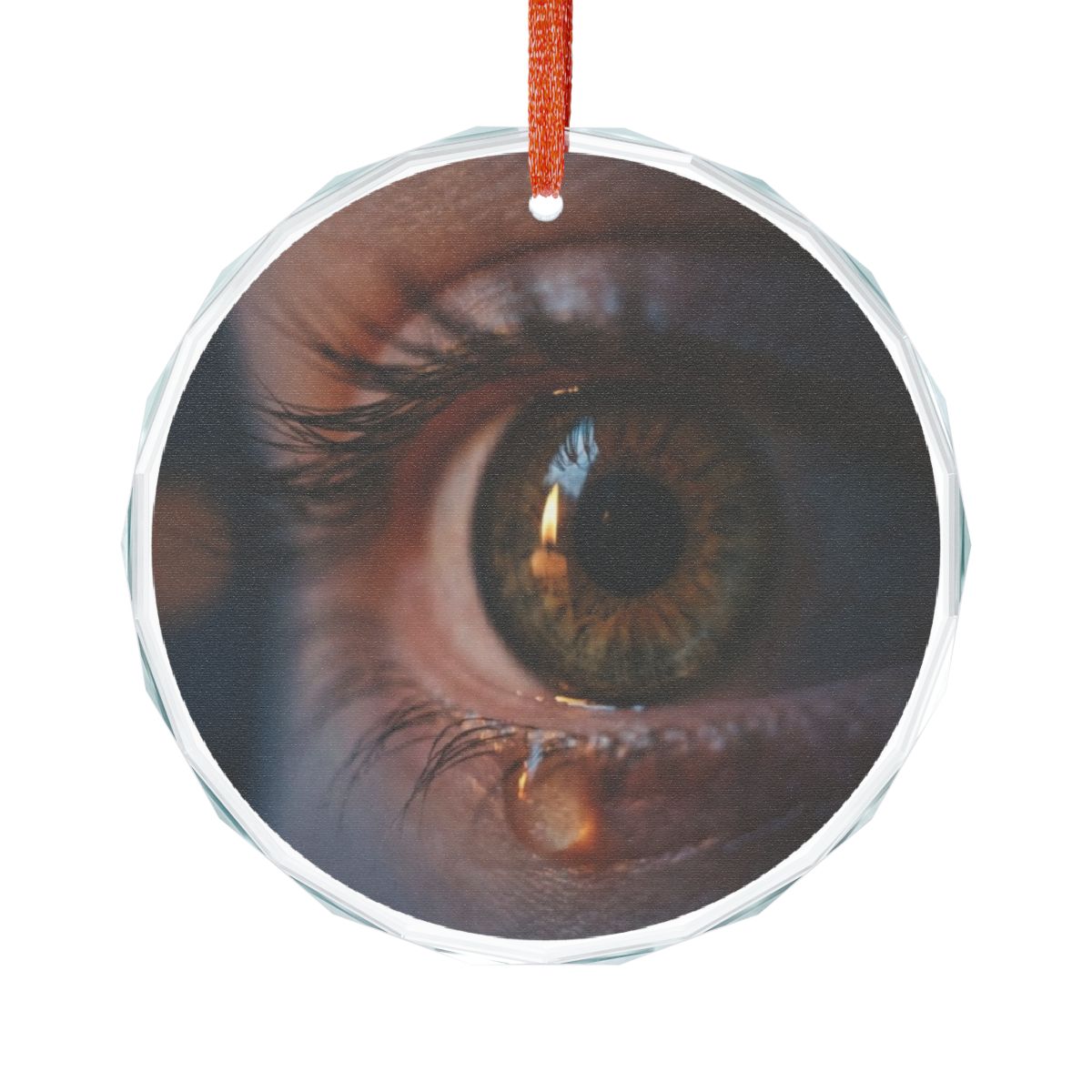 Crystal Glass Ornament - Golden Reflection Eye Art Print |...