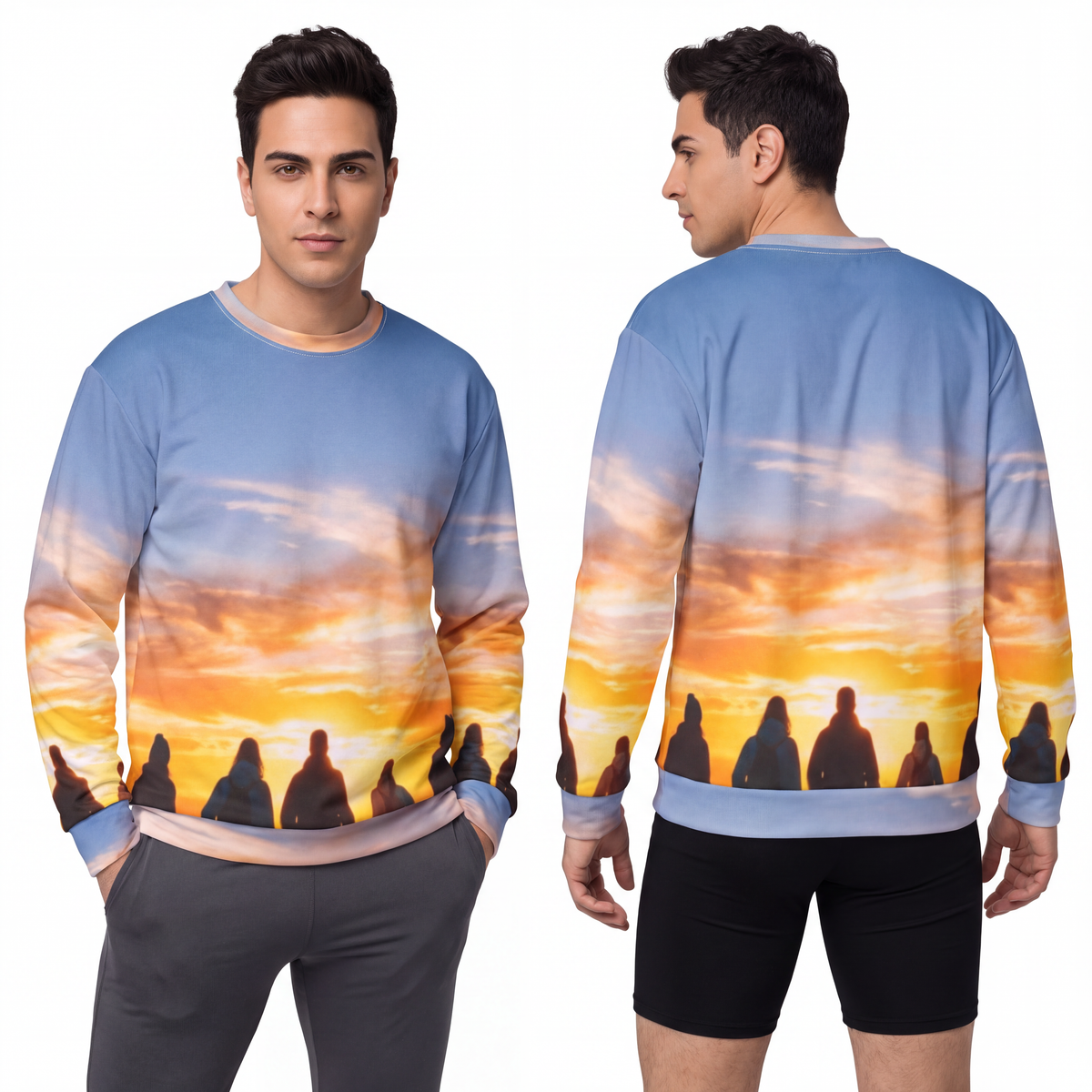 Men's Sweatshirt - Sunset Mountain Ridge | Echovira Gallery