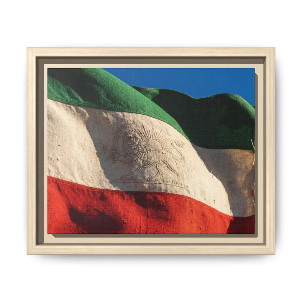 Framed Canvas Art - Distressed Flag — Natural / 1.25"