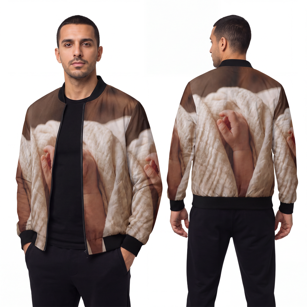 Men's Bomber Jacket - Tender Newborn Hand in Soft Muslin......
