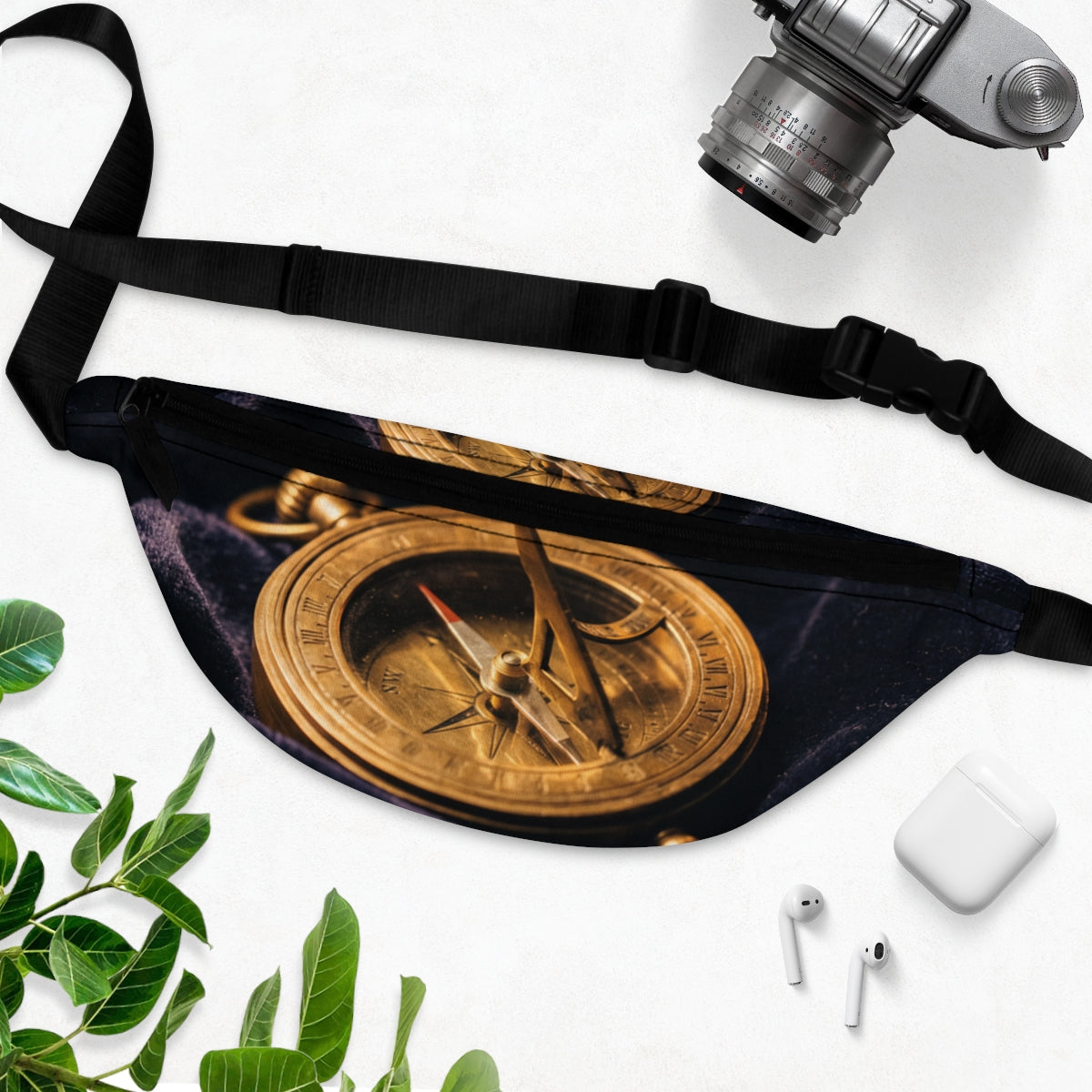 Vintage Brass Sundial Compass Fanny Pack