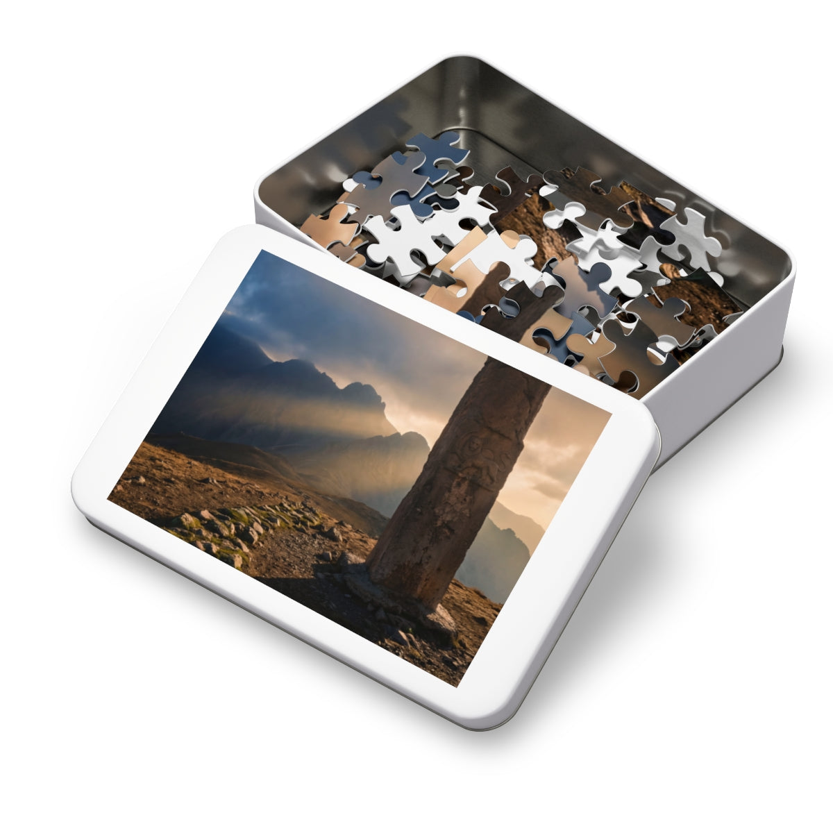 Jigsaw Puzzle with Tin - Jigsaw Puzzle - Cinematic Landscape