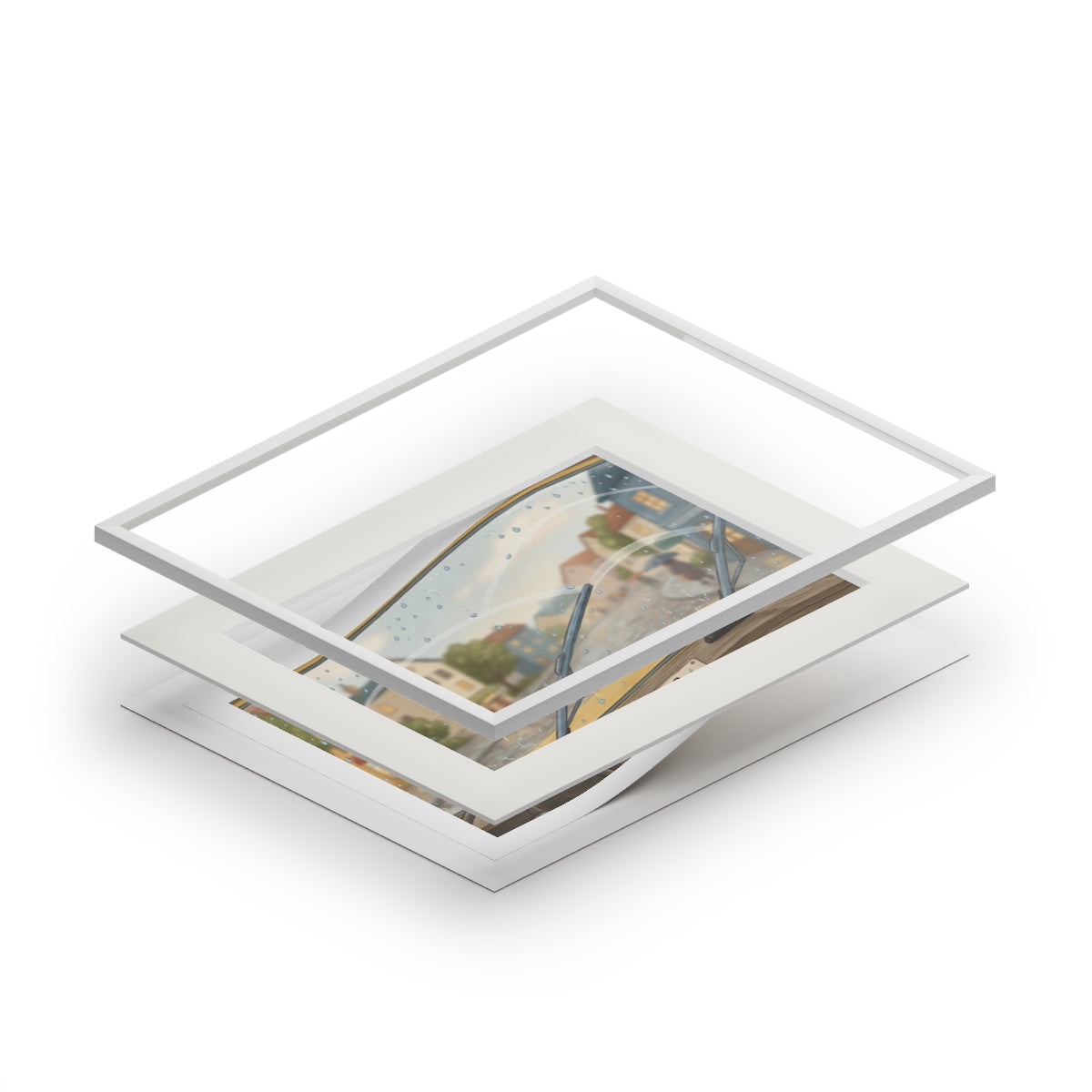 Passepartout Framed Print - Rainy Bus Ride — Landscape... |...