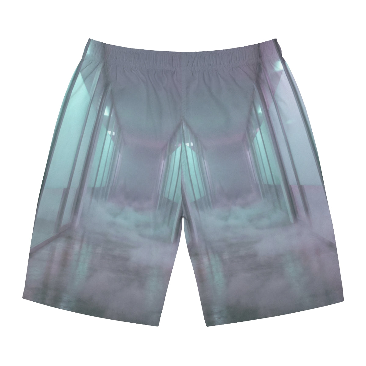 Men's Board Shorts - Liminal Corridor Fog Art Print |...