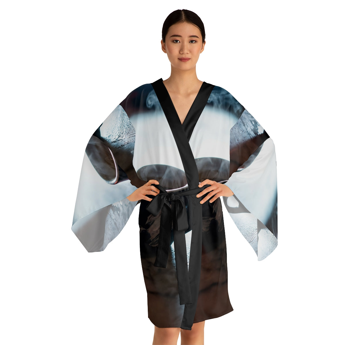 Espresso Cafe Long Sleeve Kimono Robe