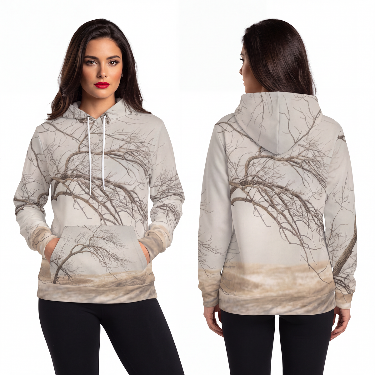 Fashion Hoodie - Winter Branch Solitude Landscape | Echovira...