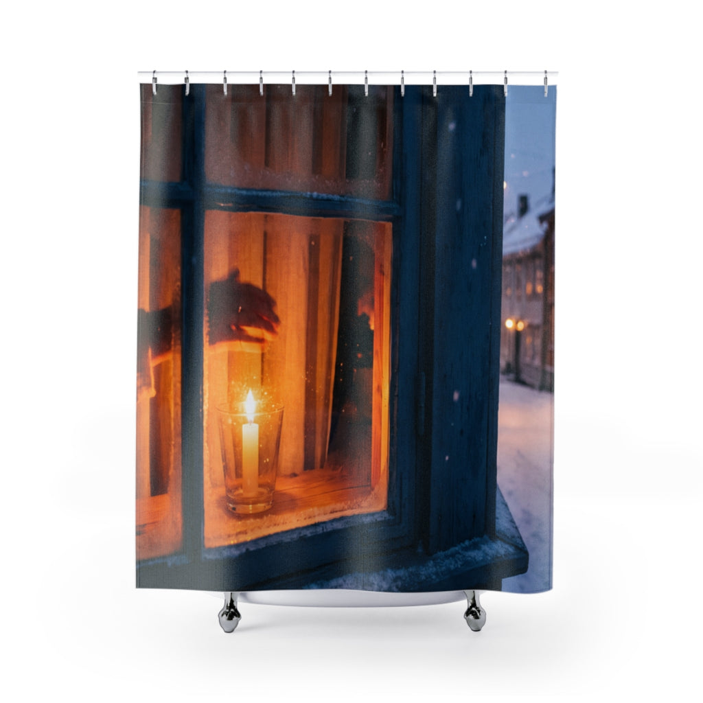 Shower Curtain - Twilight Snow Sanctuary | Echovira Gallery