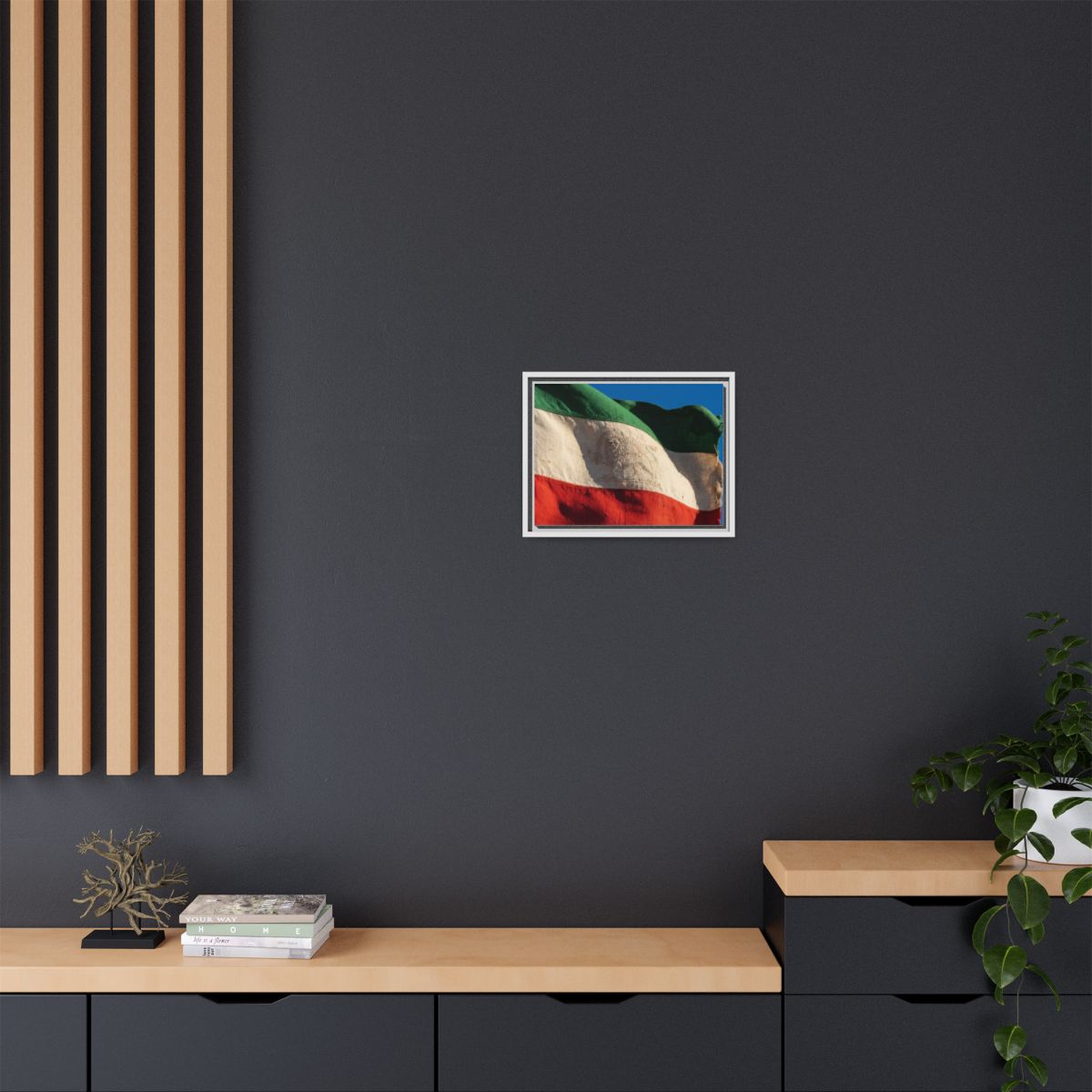 Framed Canvas Art - Distressed Flag — White / 1.25"