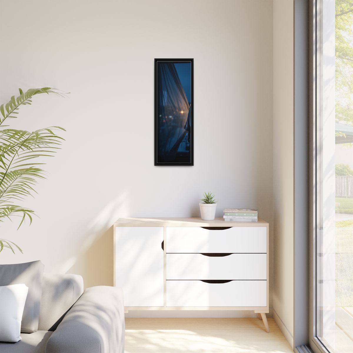 Matte Canvas, Framed - Nocturnal Solitude Silhouette — Black...