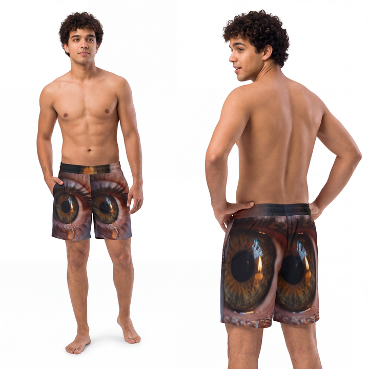 Mittellange Herren-Badeshorts – Bernsteinflamme
