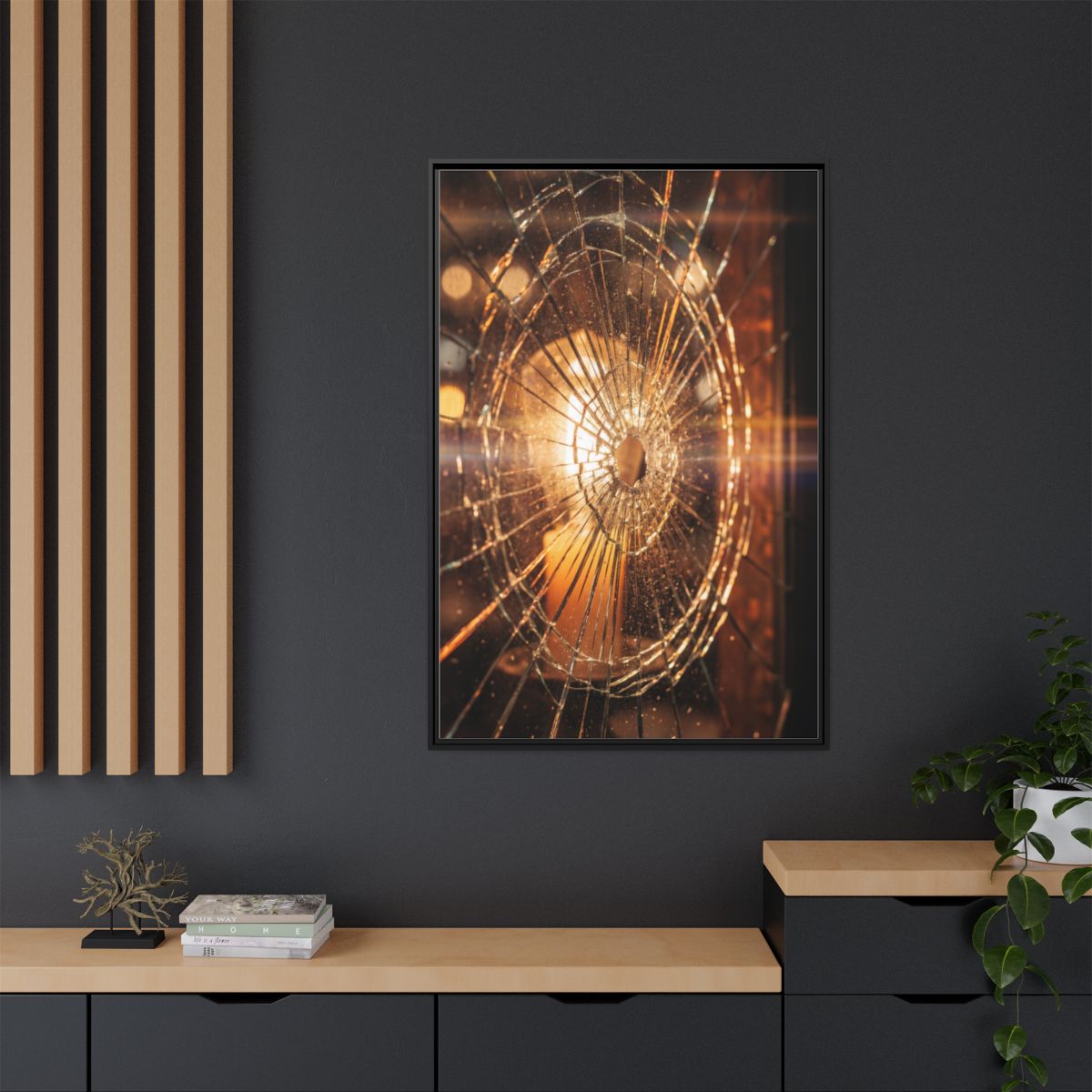 Matte Canvas, Framed - Golden Fractured Art — Black / 1.25"...