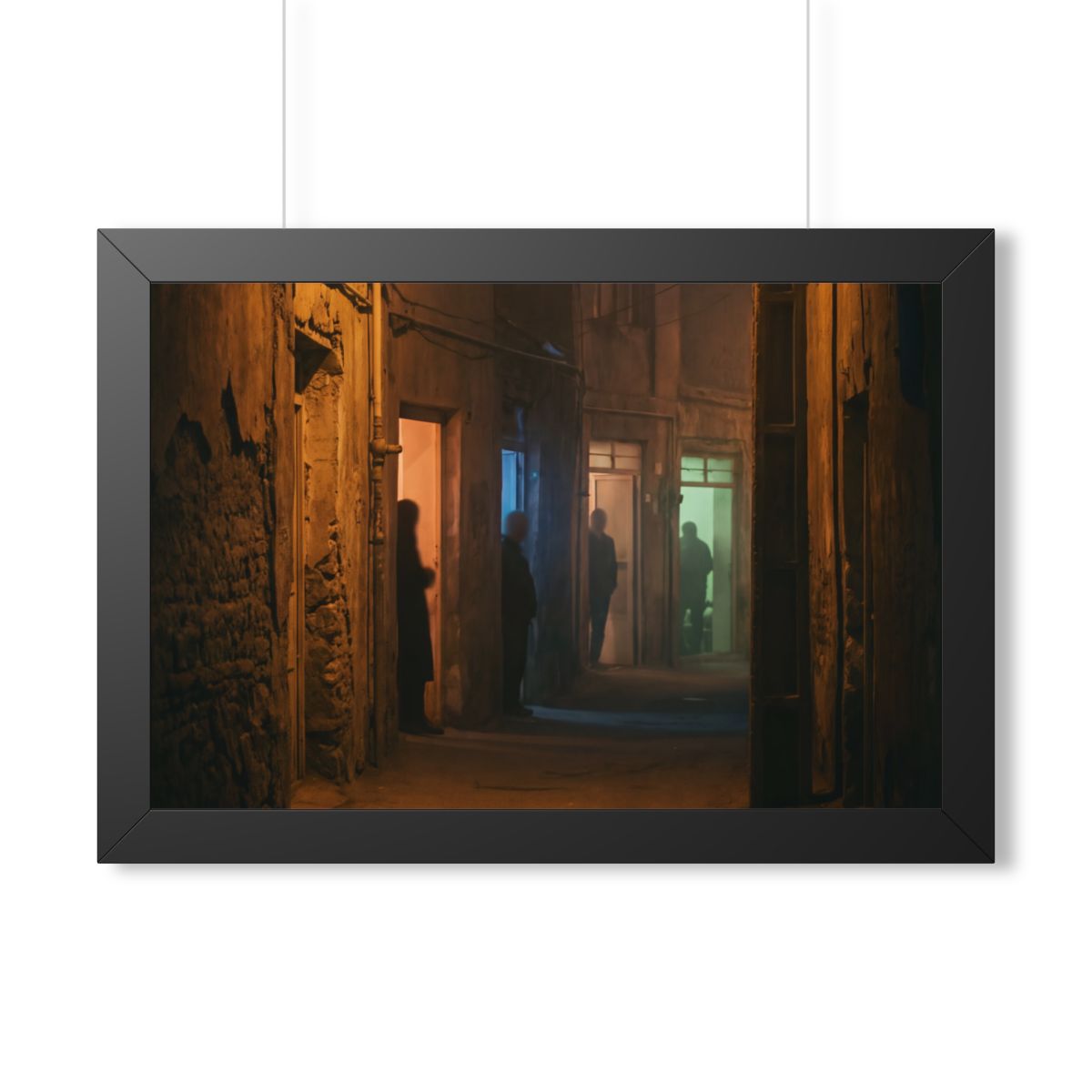Framed Horizontal Poster - Shadowed Alleyway Mystery Art......