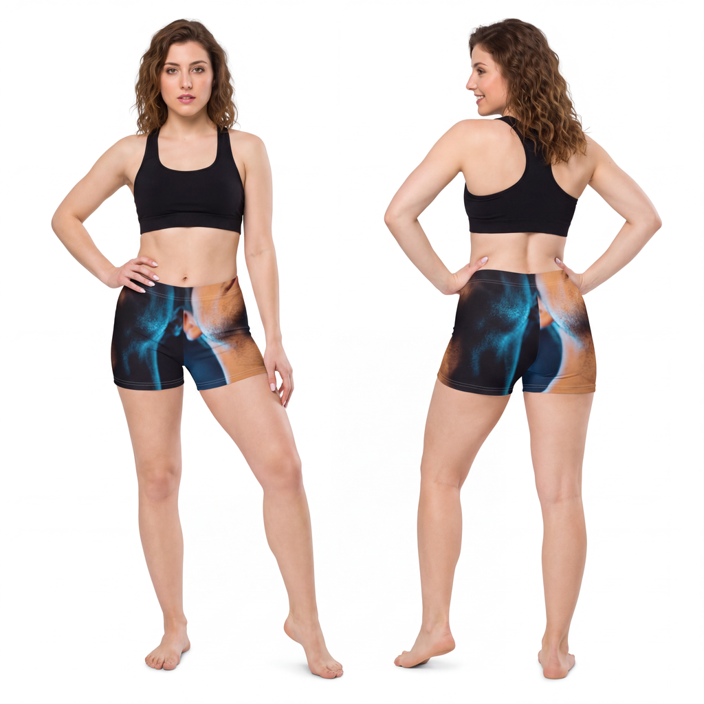 Women's Shorts - Neon Horizon Portrait | Echovira Gallery