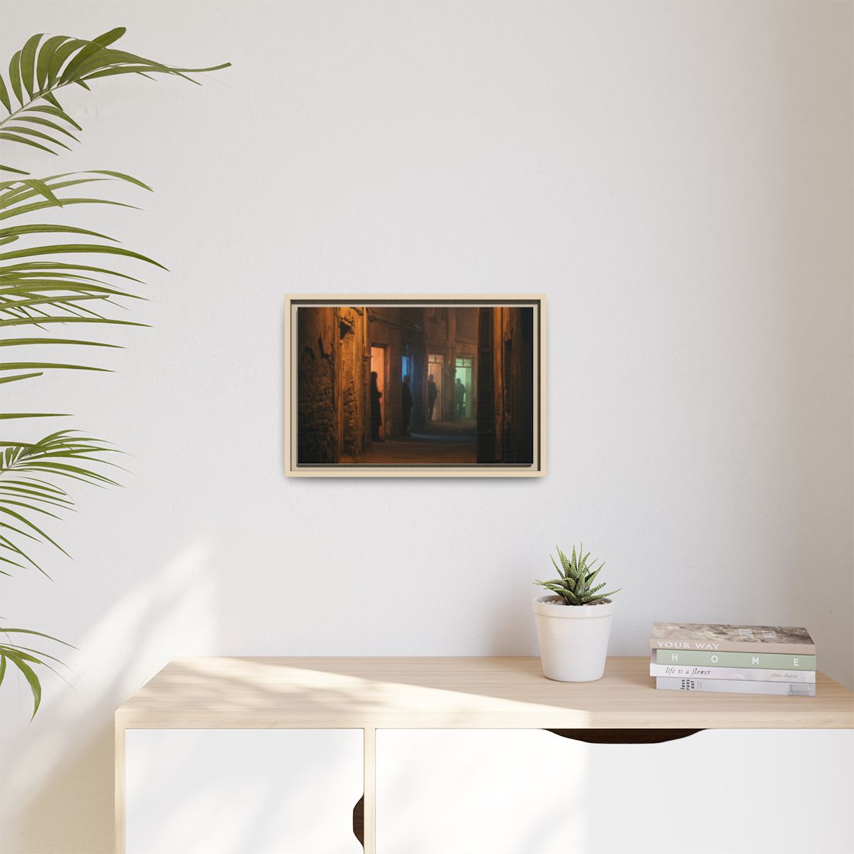 Matte Canvas, Framed - Shadowed Alleyway Mystery Art Print...