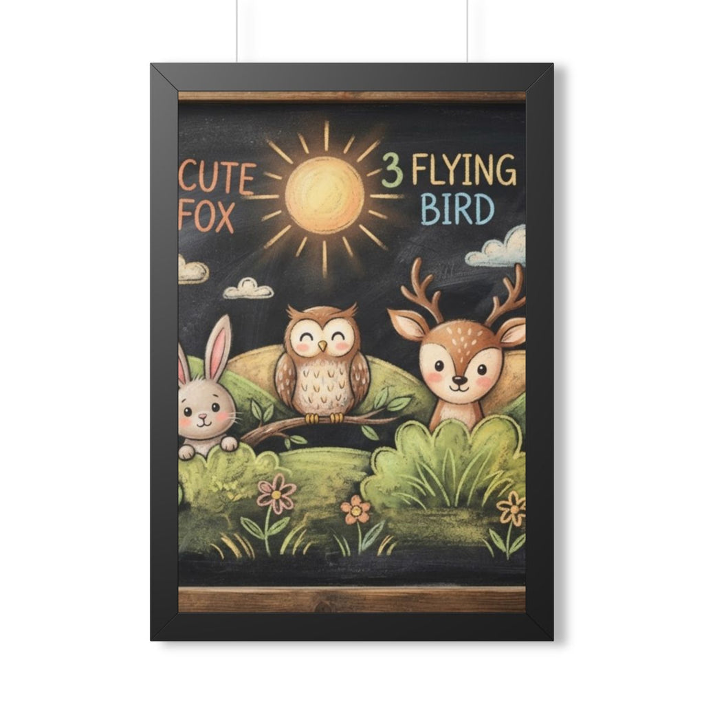 Framed Vertical Poster - Woodland Friends Meadow — Black......