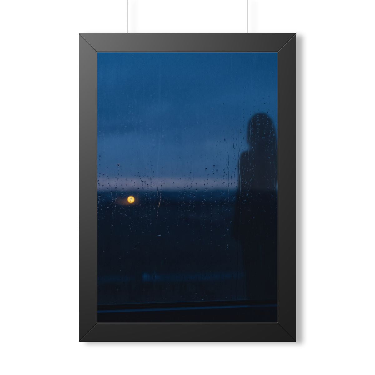 Framed Vertical Poster - Rainy Dusk Silhouette — Black... |...