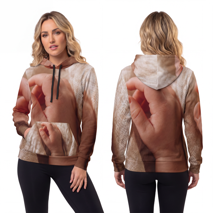 Athletic Hoodie - Tender Newborn Hand in Soft Muslin Blanket
