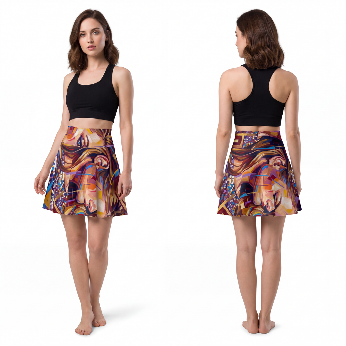 Women's Skater Skirt - Shattered Elegance | Echovira Gallery