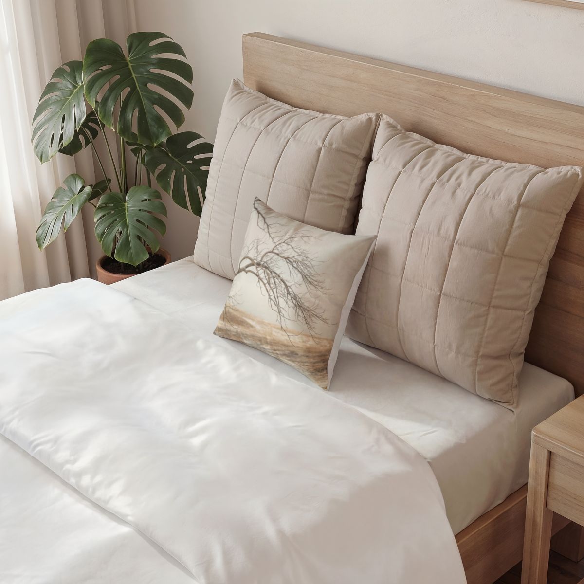 Poly Velvet Pillow - Winter Branch Solitude Landscape |...