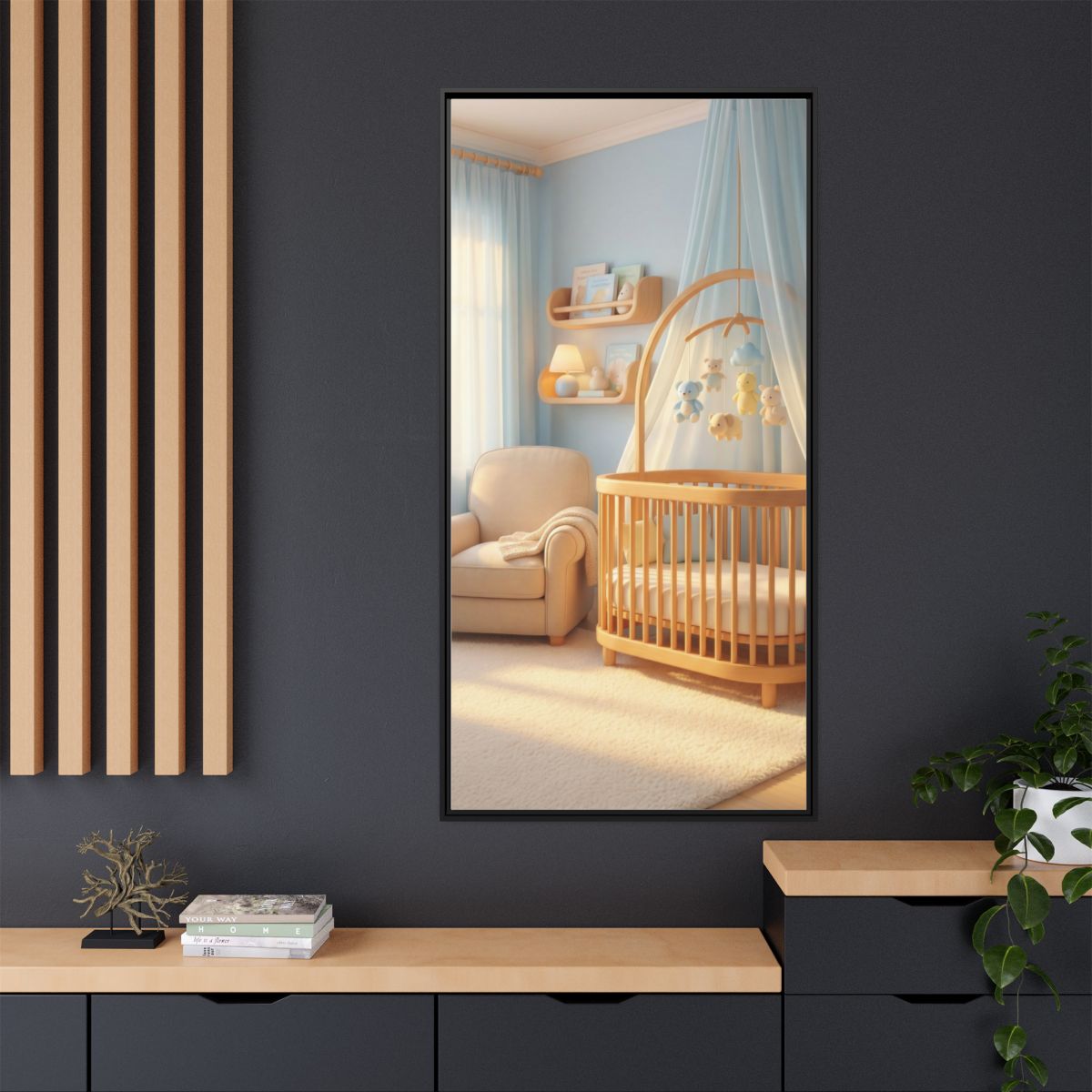 Matte Canvas, Framed - Dreamy Serene Nursery Art — Black /...
