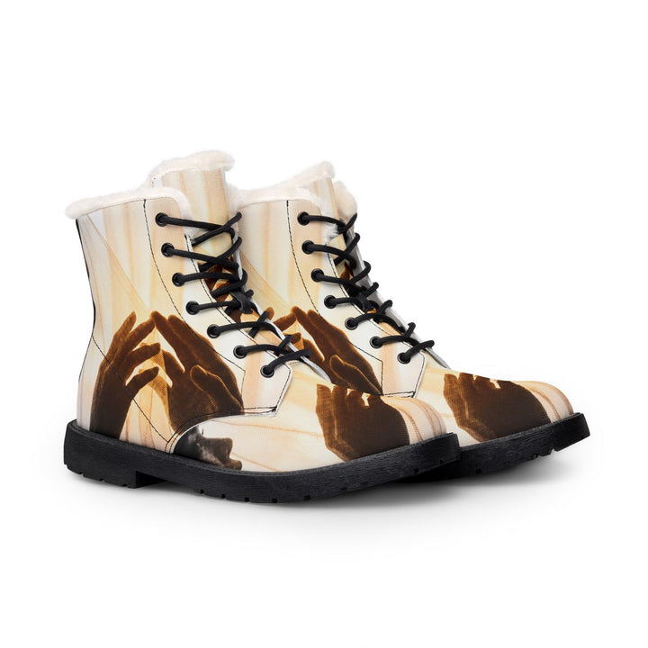 Women's Fur and Leather Boots - Veiled Devotion