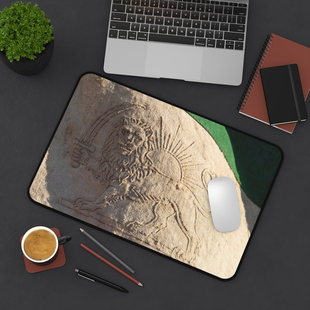 Desk Mat - Vintage Persian Lion and Sun Flag Art | Echovira...