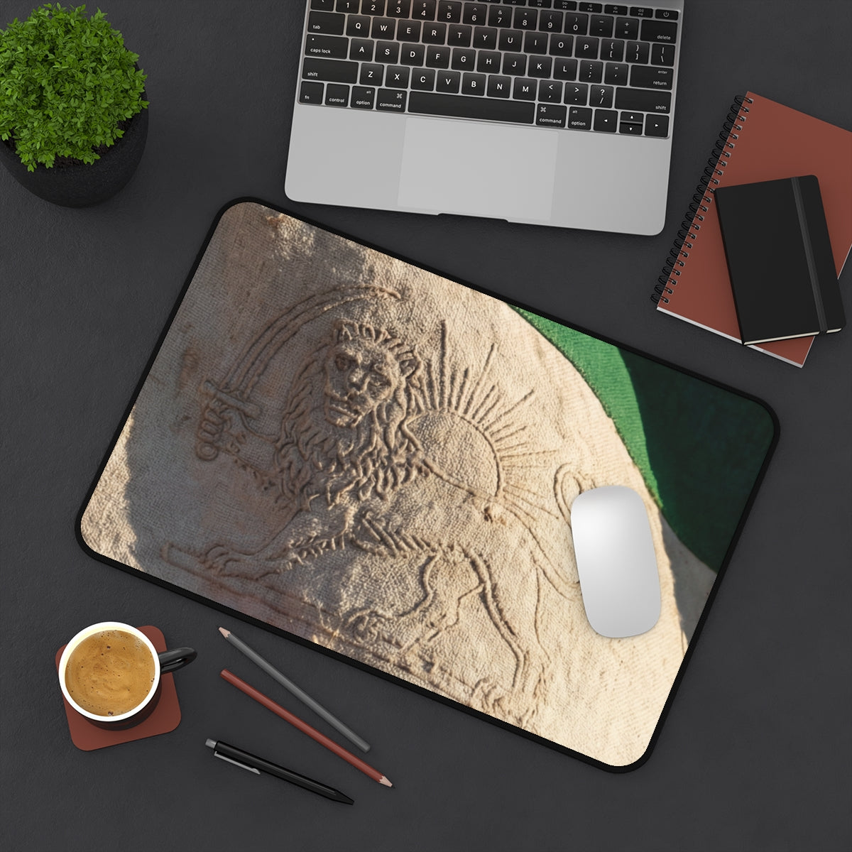 Desk Mat - Vintage Persian Lion and Sun Flag Art | Echovira...