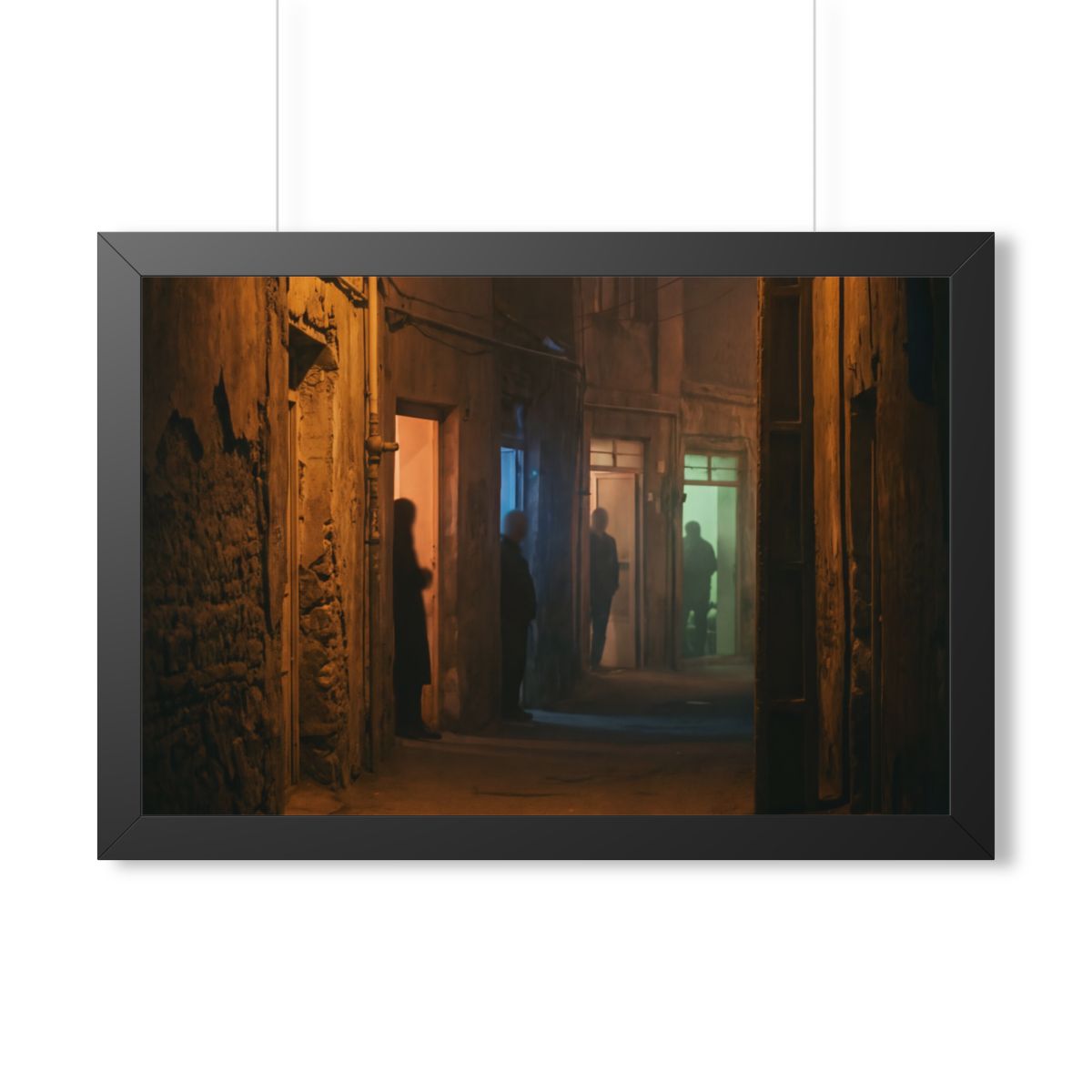 Framed Horizontal Poster - Shadowed Alleyway Mystery Art......