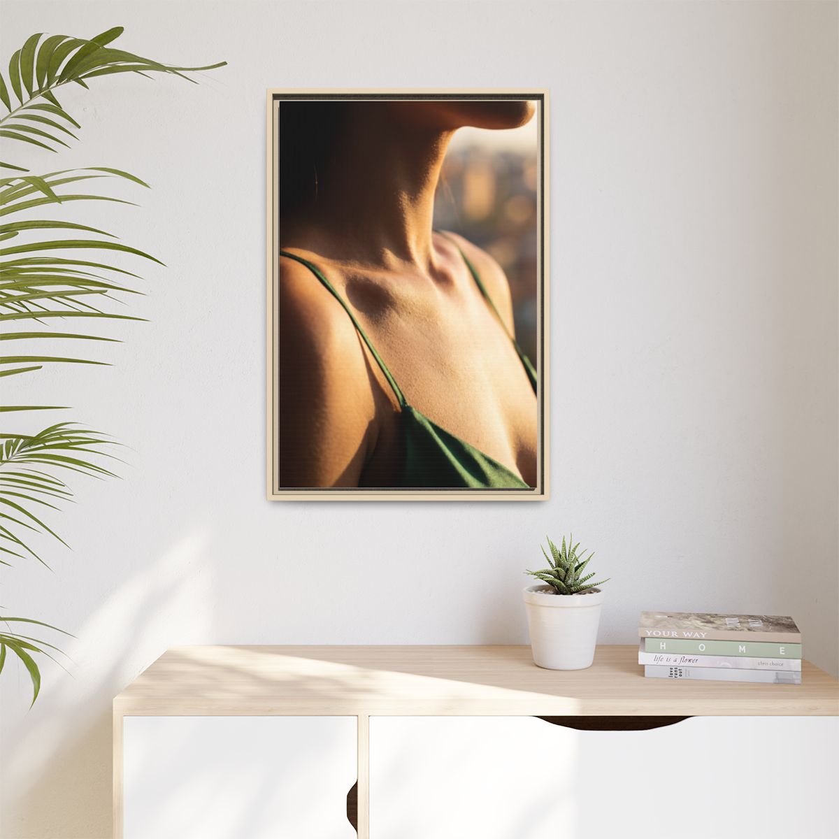 Golden Hour Matte Canvas - Framed Sunset Wall Art — Natural...