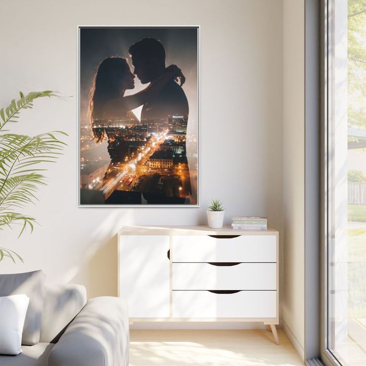 Framed Matte Canvas - Metropolitan Lovers Glow (8×10, 9×12, 11×14, 12×16, 10×20, 12×18, 16×20, 16×24, 18×24, 12×36, 20×24, 16×32, 20×30, 24×30, 24×32, 16×48, 24×36, 24×48, 30×40, 20×60, 32×48, 30×60 & 40×60)