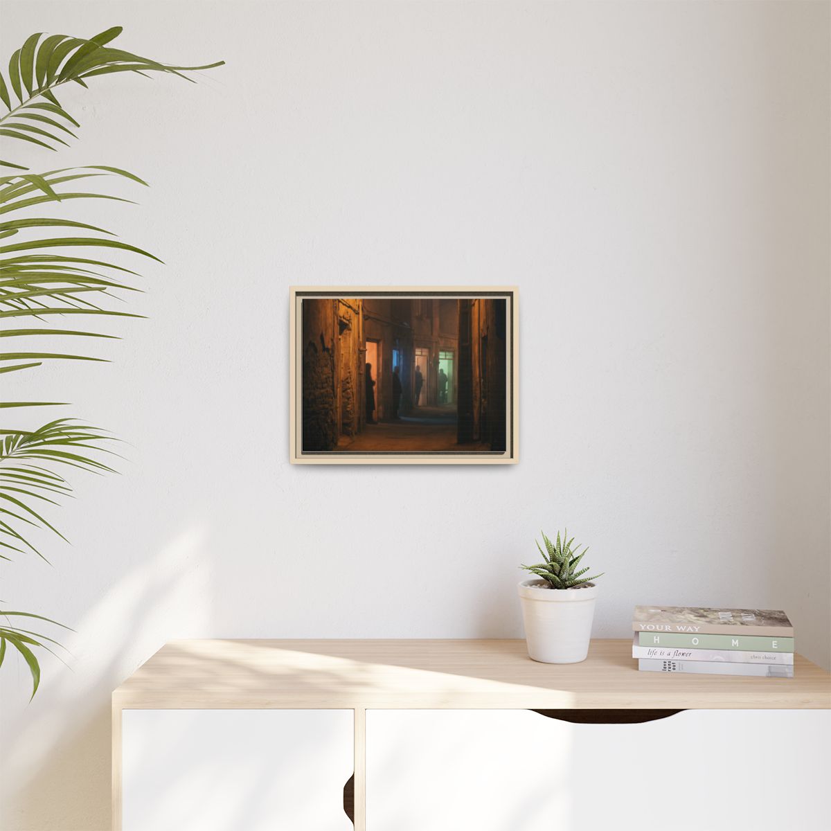 Matte Canvas, Framed - Shadowed Alleyway Mystery Art Print...