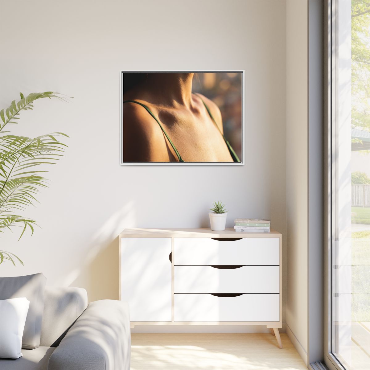 Golden Hour Matte Canvas - Framed Sunset Wall Art — White /...