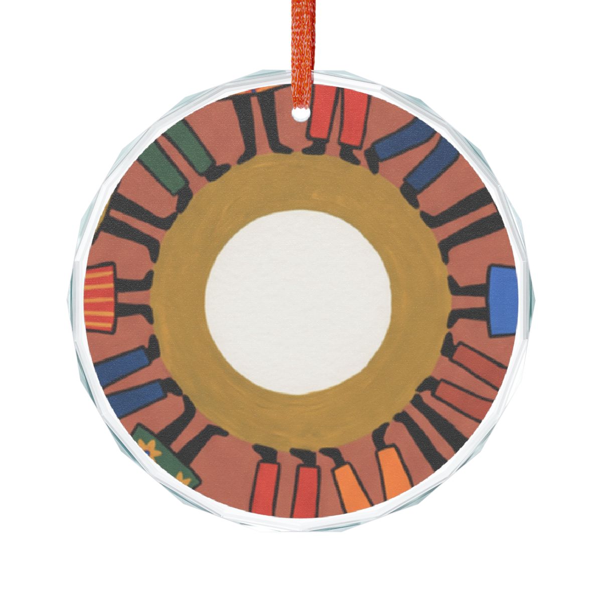 Crystal Glass Ornament - Unity Mandala Folk Art | Echovira...