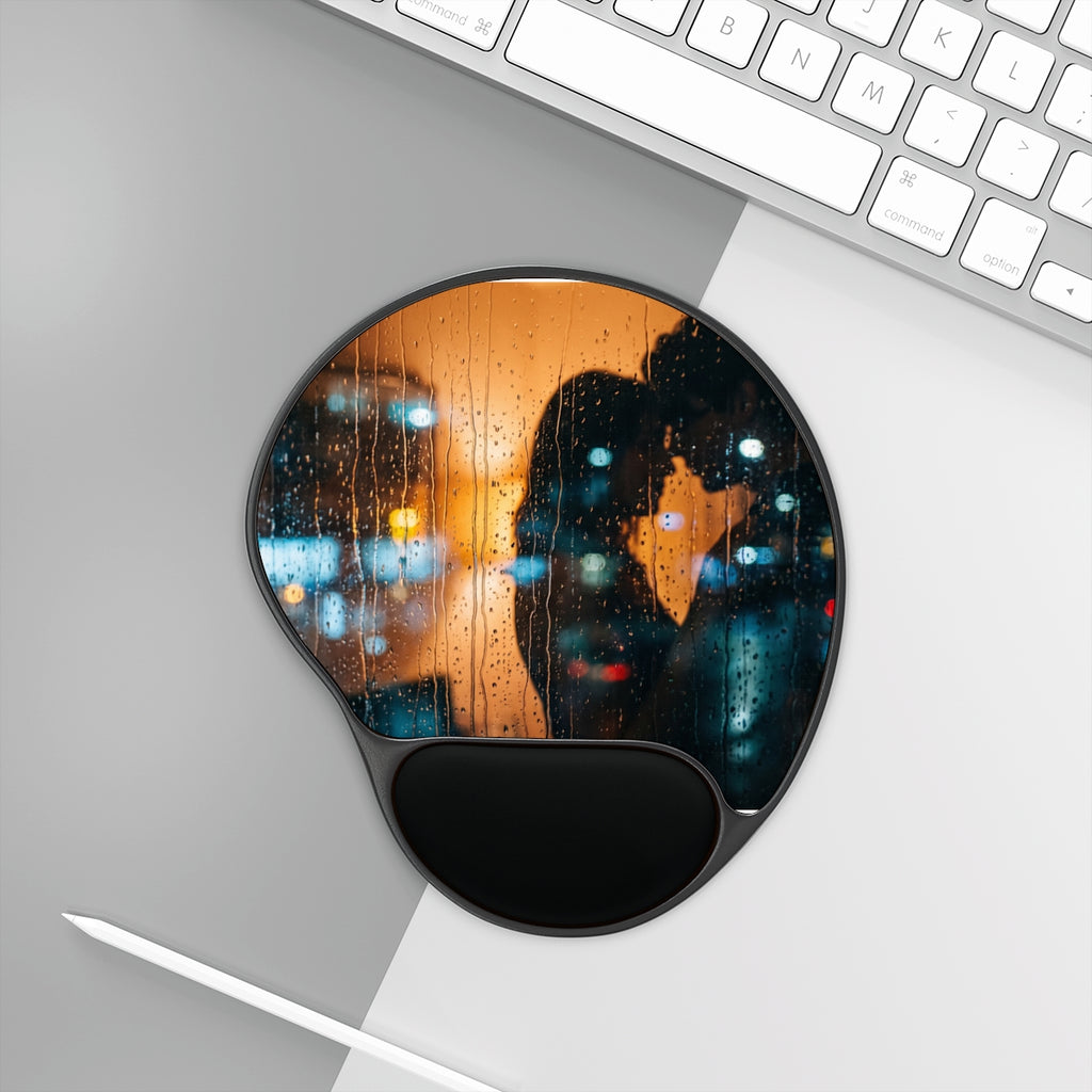 Mouse Pad With Wrist Rest - Rainy City Romance Cinematic Art...