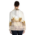 Women's Full-Zip Hoodie with Golden Crowd Art