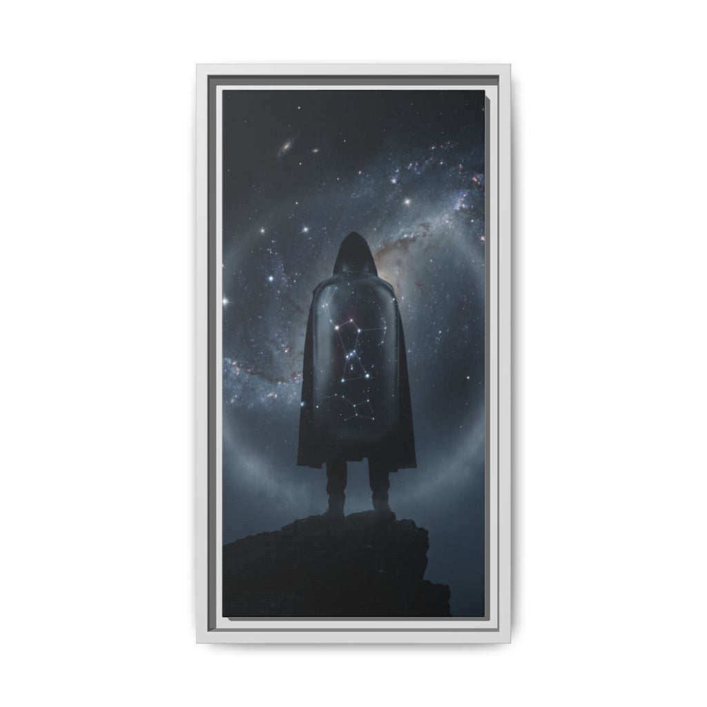 Framed Matte Canvas - Cosmic Sentinel — White / 1.25" (8×10, 9×12, 11×14, 12×16, 10×20, 12×18, 16×20, 16×24, 18×24, 12×36, 20×24, 16×32, 20×30, 24×30, 24×32, 16×48, 24×36, 24×48, 30×40, 20×60, 32×48, 30×60 & 40×60)