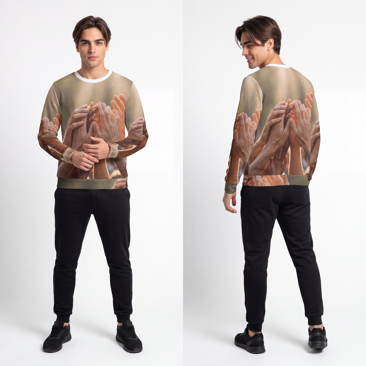 Men's Lightweight Sweatshirt - Golden Rays of Unity Wall Art...