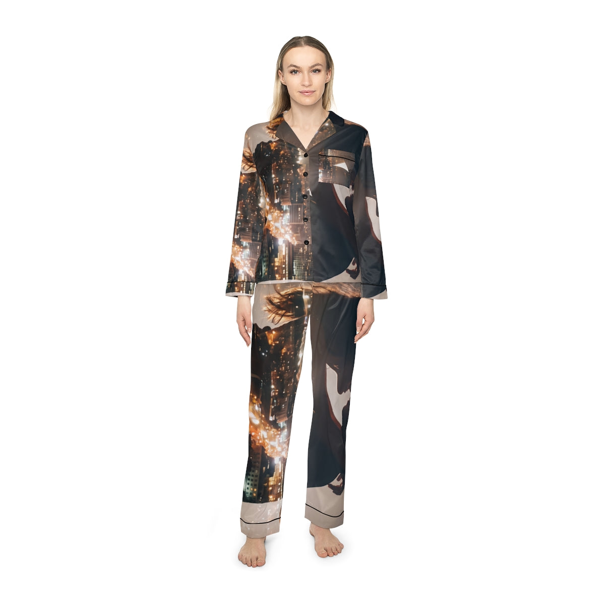 Women's Satin Pajamas - Midnight City lights | Echovira...